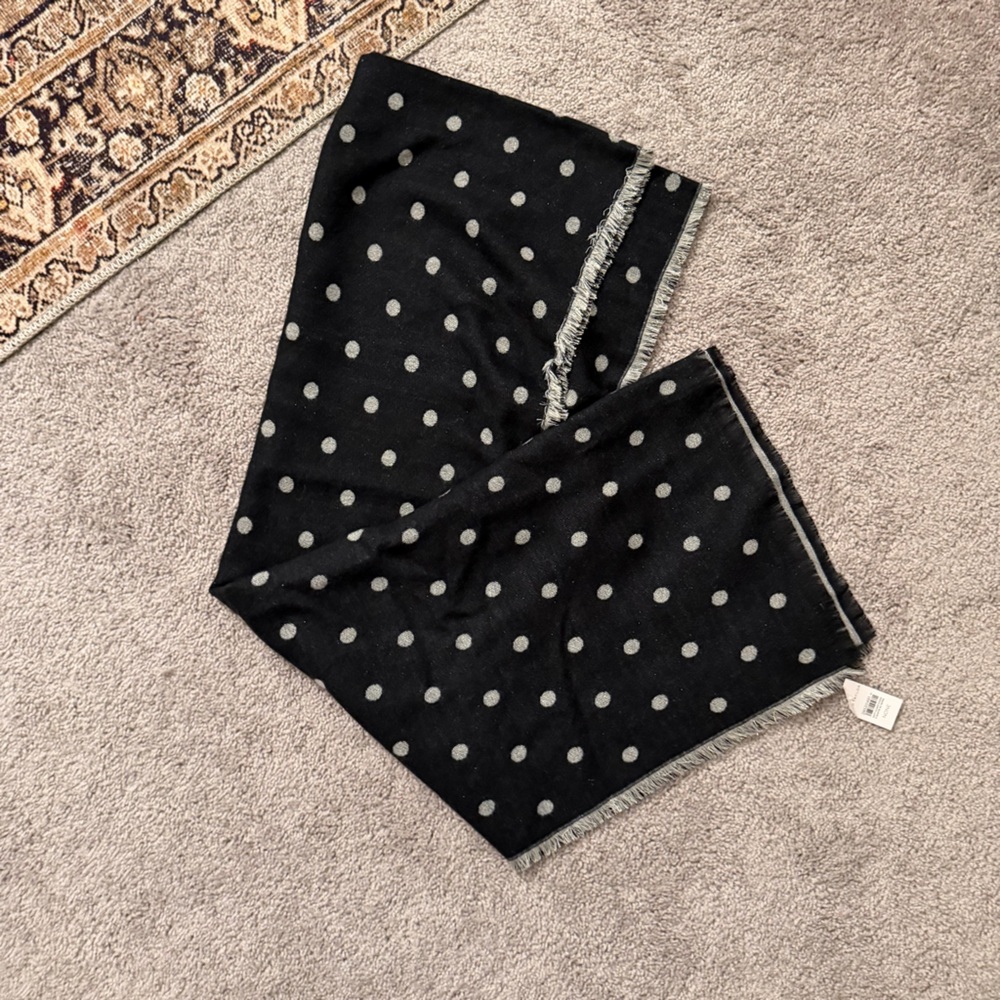 Ann Taylor Black and Gray Glittery Polka Dot scarf